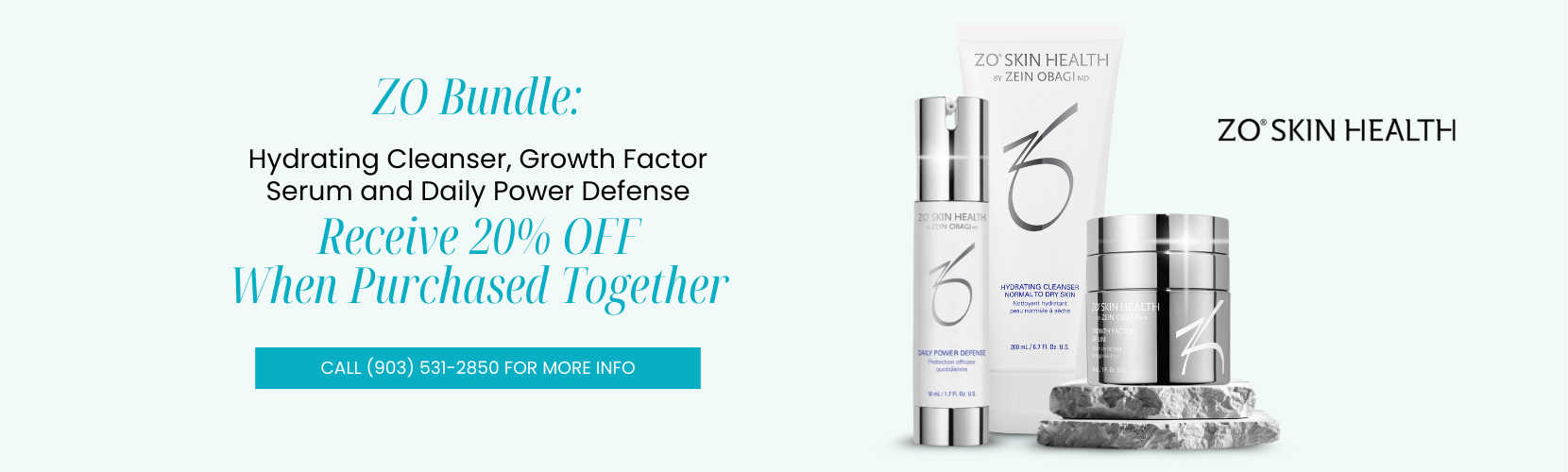 ZO Bundle: Hydrating Cleanser, Growth Factor Serum and Daily Power Defense Receive 20% OFF When Purchased Together