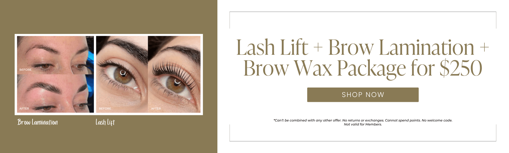 Lash Lift + Brow Lamination + Brow Wax Package for $250